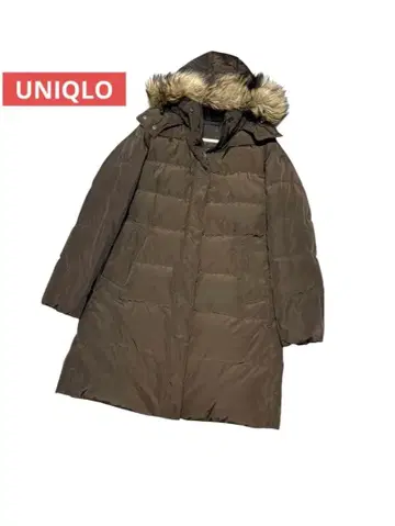 유니클로 여성용 롱다운 코트 후드 퍼 탈부착 가능 [ 하자품 ]