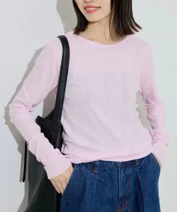 miller SLOBE 별주 SHEER RIB 크루넥 핑크