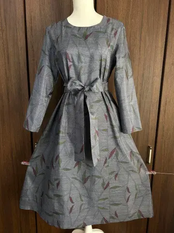 기모노 리메이크 오시마 명주 순수 실크 원피스 허리 리본 포함 기모노