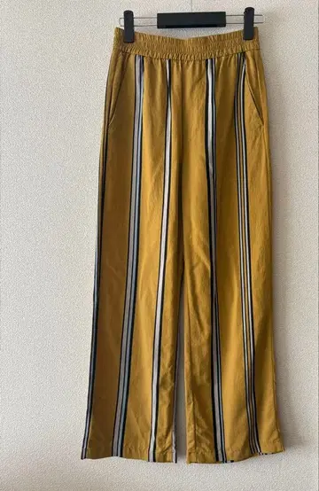 USED 머스타드 스트라이프 캐주얼 팬츠