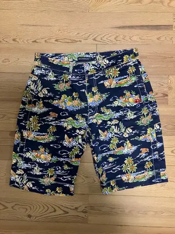 Rosasen 골프 숏팬츠 네이비 하와이안 패턴 M