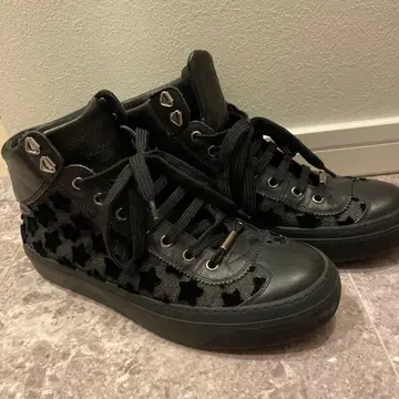 새상품급 JIMMY CHOO 블랙 하이컷 스니커즈 26cm