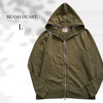 빔즈 하트 후드티 레인보우 지퍼 카키 L 사이즈