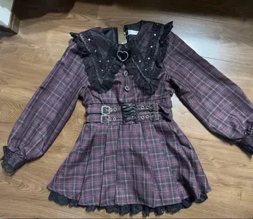 유메텐보 DearMyLove 거미 레이스 각 옷깃 벨트 레이스업 원피스