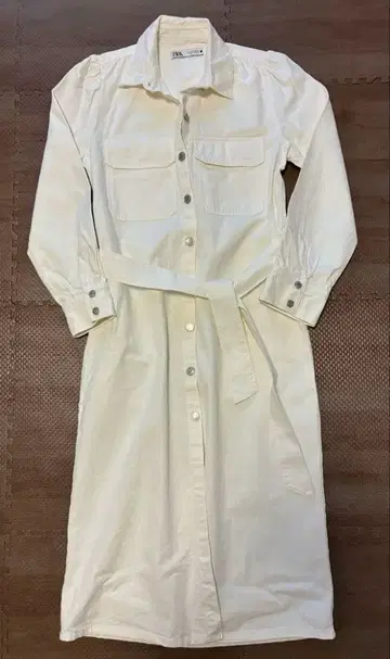 ZARA 리본 포함 화이트 데님 셔츠 원피스 스프링 코트