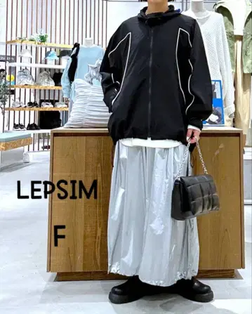 LEPSIM 호일 코팅 벌룬 스커트 실버 F