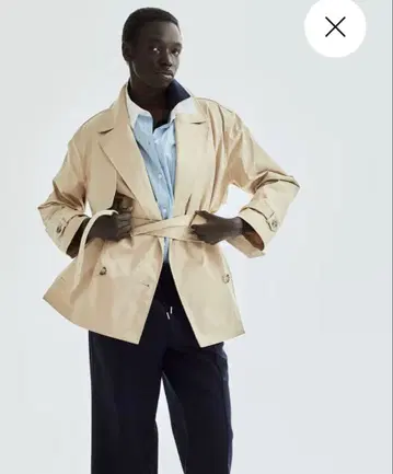 택 포함 미사용 새상품 H&M 트윌 숏 트렌치코트