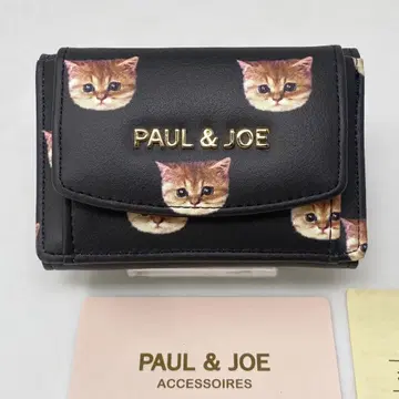PAUL&JOE 3단 폴더형 지갑 누메 지갑 미니 고양이 블랙