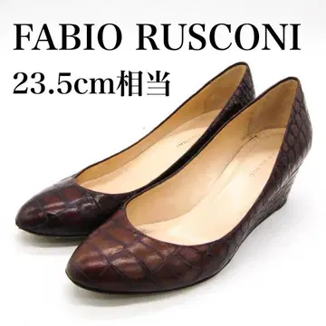 새상품급 FABIO RUSCONI 펌프스 23.5cm 브라운 이탈리아제
