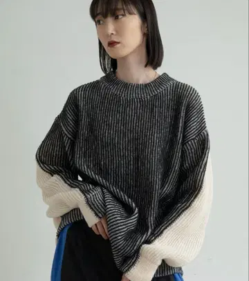 컬러 오버 니트 배색 2way