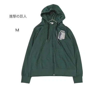 진격의 거인 그린 후드티 M 사이즈 집업 애니메이션 굿즈
