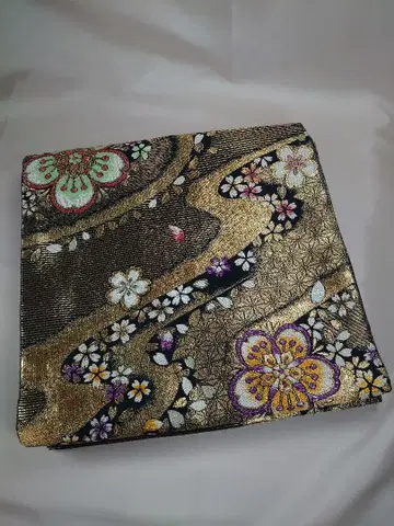 벚꽃 패턴 순수 실크 육통 후쿠로 오비 성인식 결혼식