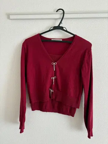 LILLIAN CARAT 리본 비쥬 앙상블 가디건