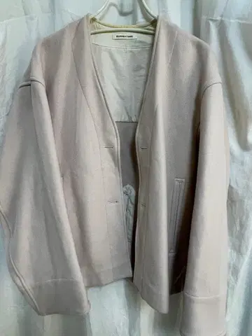 CURRENTAGE 노카라 오버 사이즈 자켓 핑크