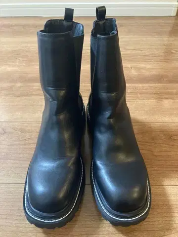 블랙 가죽 사이드 고어 부츠