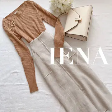 IENA 이에나 포켓 달린 리브 니트 티셔츠 풀오버 여성용 카멜