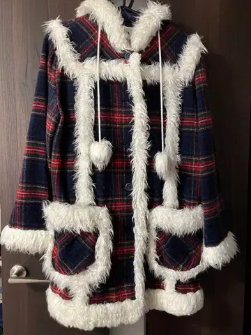 코트 크리스마스 체크 여성용 M 귀여운 3학년 2반
