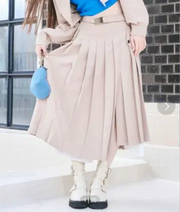 LilyBrown/스텝 헤임 슬릿 플리츠 스커트