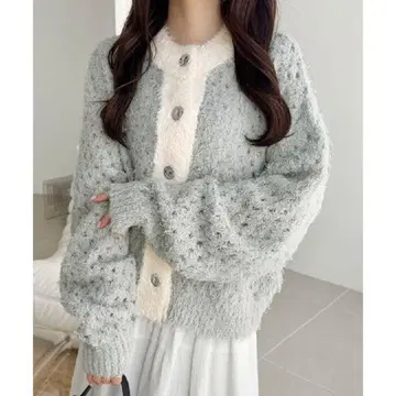 바이컬러 배색 2way 니트 가디건 그레이 시마무라 GU GRL