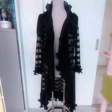 가디건 je crois soi 플리츠 시어 프릴 롱