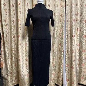 플리츠 상의, 스팽글 상의, 타이트 스커트 셋업 3종 세트