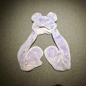 미키 팬캡 머플러 보라색