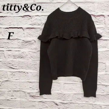 티티앤코 [ F ] 절개 프릴 니트 긴팔 블랙