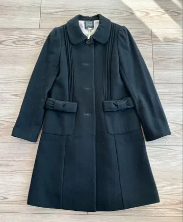 [클리닝 완료] 신시아 로리 캐시미어 혼방 롱 코트 블랙/블랙 M