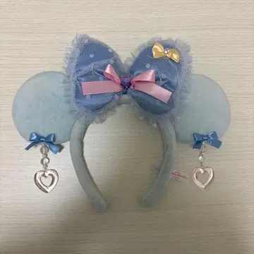 디즈니 리조트 스카이블루 머리띠 리본 귀찌 포함