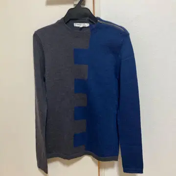 49AV 긴팔 니트 38 사이즈 그레이와 블루, 지퍼, 울 100%