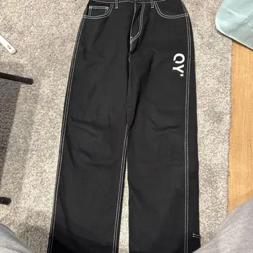 한국 OY 페인터 팬츠 화이트 스티치 스트레이트