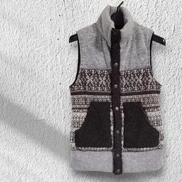 노르딕 무늬 울 혼방 니트 베스트