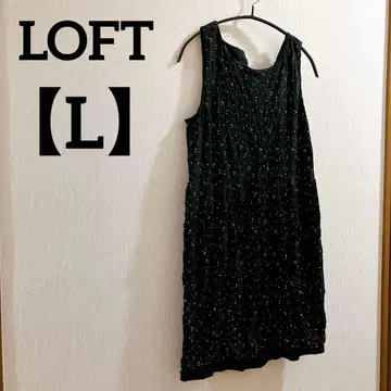 LOFT [ L ] 블랙 슬리브리스 원피스 도트 무늬 심플 보정 필요