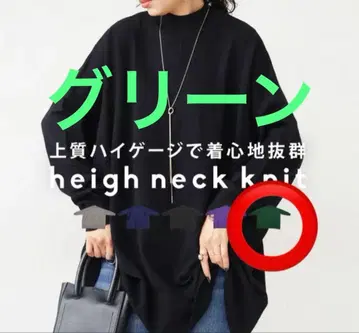 안티카 하이 게이지 하이넥 니트 그린