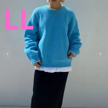 시마무라 anna 컬러 빅 니트 풀오버 블루 LL