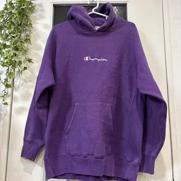 Champion 리버스 위브 보라색 후드티 M 사이즈