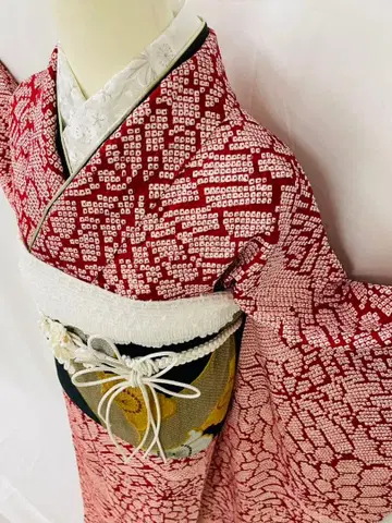 [ WA-Modern ] 순수 실크 총 손으로 짠 후리소데 7점 풀세트