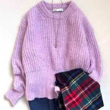 ZARA 예쁜 색 니트 알파카 혼방 퍼플 L