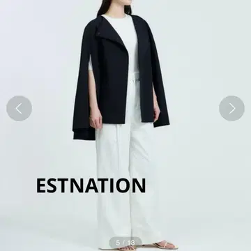 ESTNATION 블랙 판초 케이프 코트