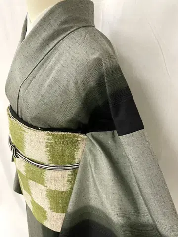 새상품급 순수 실크 이중 기모노 줄무늬  단품