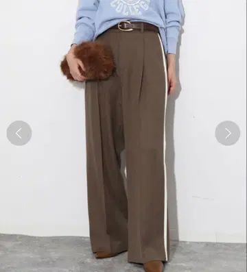 슬로브 이에나 파우더 트윌 사이드 라인 슬랙스