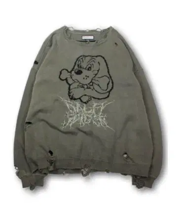 갈피 스파이더 염색 니트 피그먼트 가공 데미지 니트 중형견