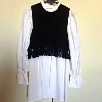 셀포드 블라우스 긴팔 셔츠 레이어드 니트 풀오버