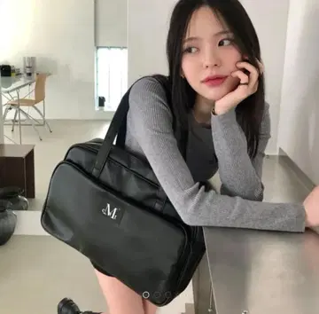 MUCENT BIG LEATHER TOTE BAG ( Black )