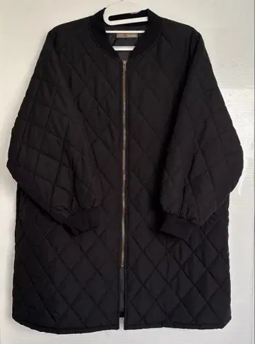 퀼팅 자켓 롱 기장 블랙 골드 지퍼 3L