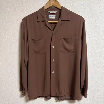 새상품급 50-60년대 레이온 개버딘 셔츠 빈티지 조개 버튼