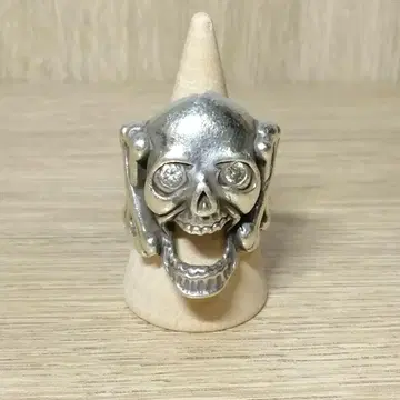 어나더 헤븐 스컬 지르코니아 실버 925 반지 약 17호 크로스