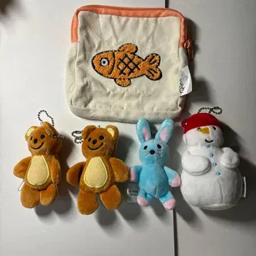 핑구 물고기 곰 토끼 눈사람 봉제 인형 파우치
