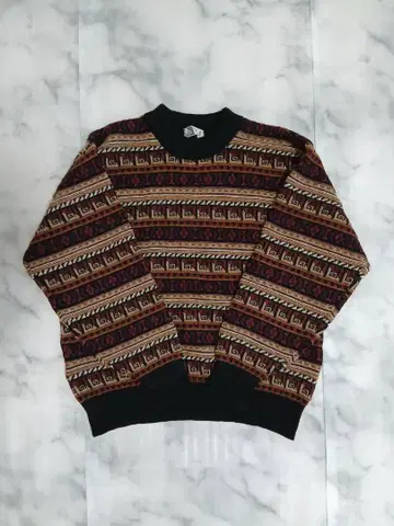 90s-00s 빈티지 니트 올 패턴 스웨터 멀티 컬러 울 레트로