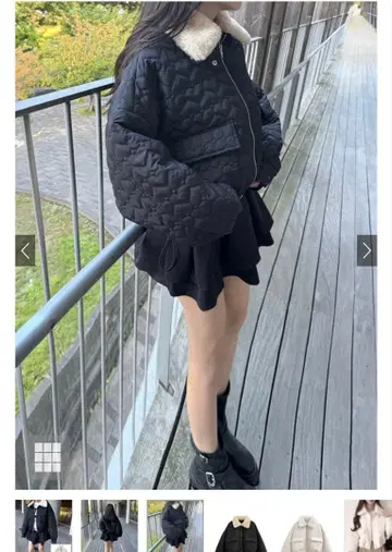 2Way 퍼 칼라 퀼팅 자켓 블랙